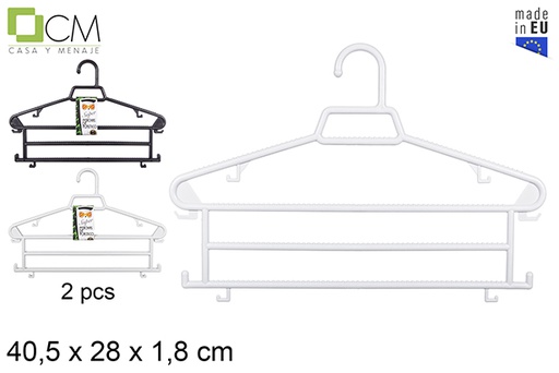 [102913] Pack 2 perchas plástico múltiple colores surtidos 40x28 cm