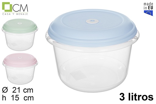 [114883] Round lunch box with pastel color lid with date 3 l.