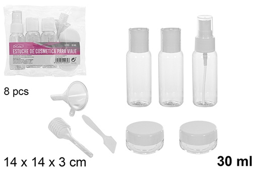 [112434] Estuche 8 pcs cosmetica de viaje blanco 30ml