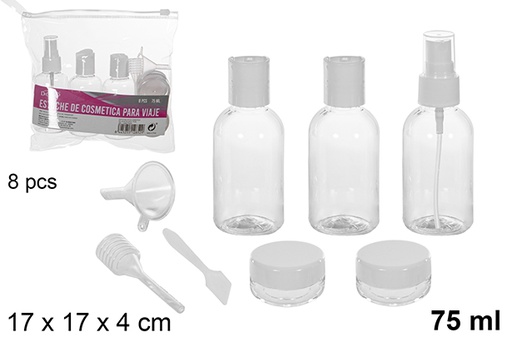 [112852] Estuche 8 pcs cosmetica de viaje blanco 75 ml