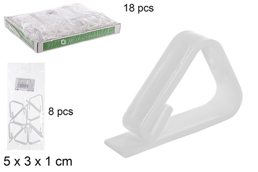[108918] Pack 8 pinzas plástico sujeta manteles color blanco