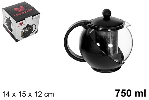 [113034] Brocca caffè/tè con filtro nera 750 ml