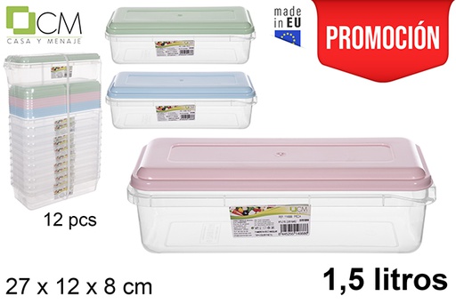 [114888] Lunch box rettangolare con coperchio color pastello 1,5 l.