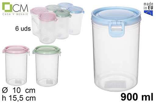 [114887] Airtight plastic jar with lid in pastel colors 900 ml