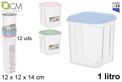 [114886] Squared lunch box with pastel colors lid 1 l.