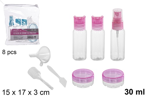 [112848] Astuccio cosmetico da viaggio 8 pezzi colori assortiti 30 ml