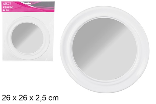 [113589] Miroir rond blanc 26 cm