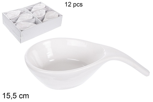 [110823] Ciotola in ceramica bianca forma mestolo 15,5 cm