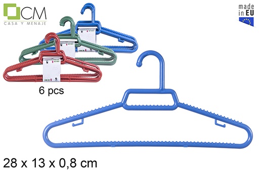 [112299] Pack 6 cabides de plástico infantil cores diversas