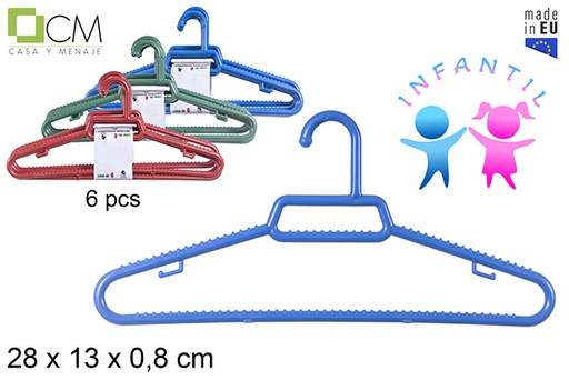 [112299] Pack 6 perchas plástico infantil colores surtidos