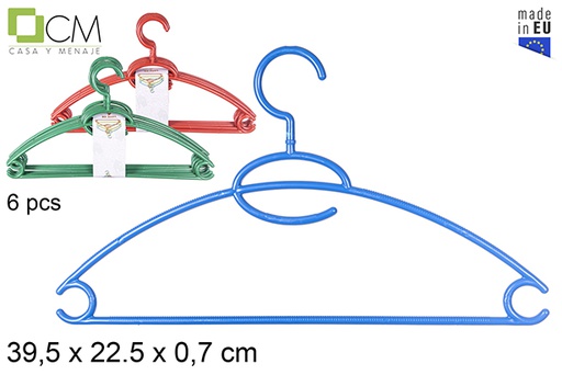 [112302] Pack 6 cintres pivotants en plastique couleurs assorties