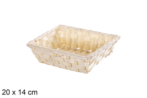 [112477] Panier rectangulaire en bambou coloris naturel 20x14 cm