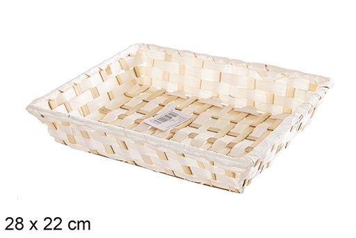 [112479] Cesta de bambu retangular natural 28x22 cm