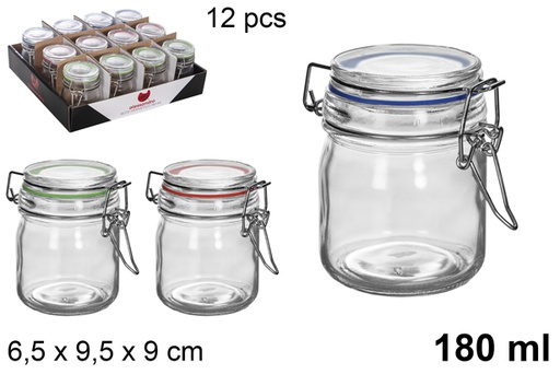 [113143] Airtight round glass jar assorted colors 180 ml