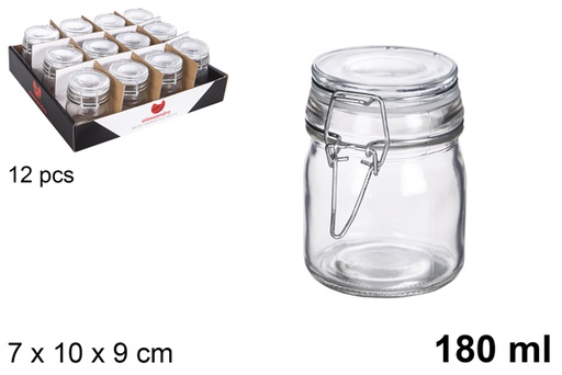 [113144] Airtight round glass jar white 180 ml