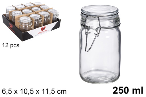 [113146] Pot en verre rond hermétique blanc 250 ml