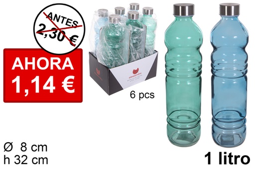 [113475] Color glass bottle with steel cap 1 l.