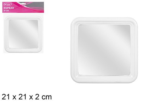 [113583] Espejo cuadrado blanco 21 cm