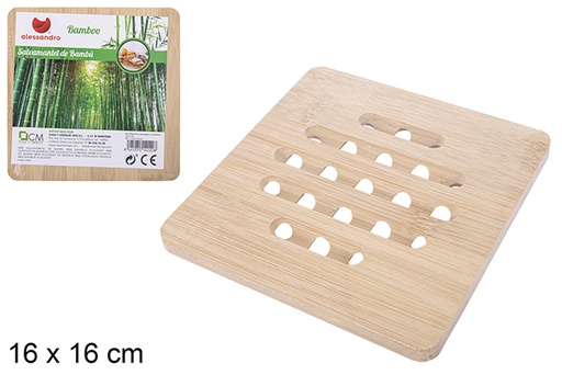 [114222] Dessous de plat carré en bambou 16 cm