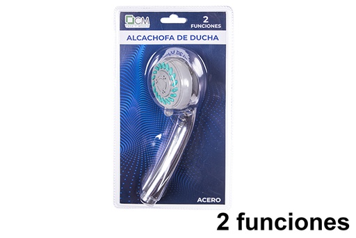 [114302] Soffione doccia in acciaio a 2 funzioni