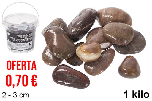 [114360] Frasco com pedras decorativas cor chocolate 2-3 cm (1 kg)