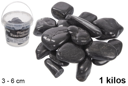 [114373] Bote con piedras decorativas negras 3-6 cm (1 kg)