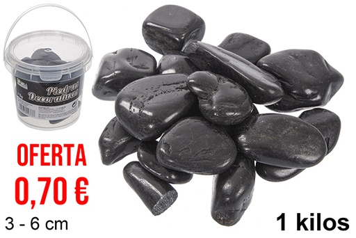 [114373] Jar with black decorative stones 3-6 cm (1 kg)