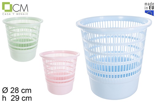 [114399] Papelera plástico redonda colores pastel 12 l.