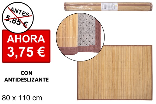 [114451] Alfombra bambú natural tiras 11 mm borde PP 80x110 cm