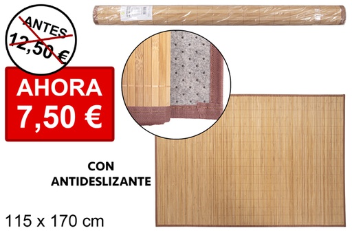 [114452] Tapete de bambu natural laminado com borda PP 115x170 cm