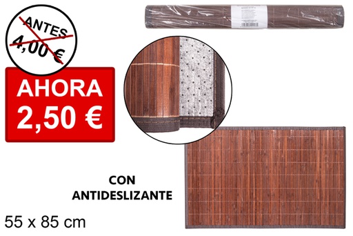 [114457] Tappeto in bambù laminato mogano 11mm bordo PP 55x85 cm