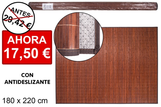 [114461] Alfombra bambú caoba tiras 11 mm borde PP 180x220 cm