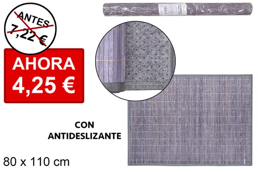 [114465] Alfombra bambú gris tiras 11 mm borde PP 80x110 cm