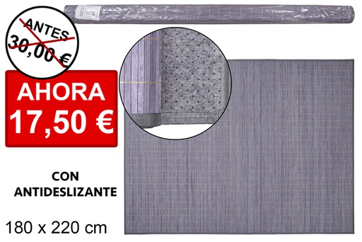 [114468] Tapis en bambou gris laminé avec bordure PP 180x220 cm