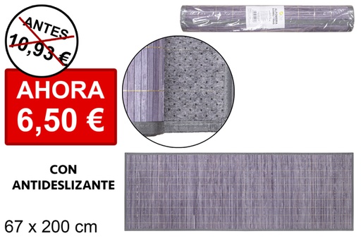 [114470] Tapete de bambu cinza laminado com borda PP 67x200 cm