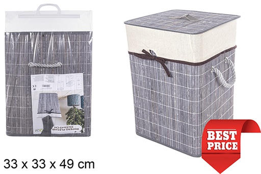 [114498] Ropero bambú plegable gris cuadrado con forro 33x49 cm