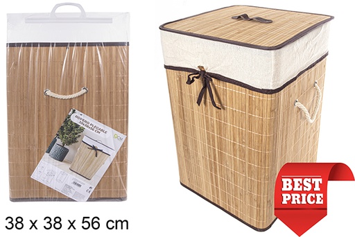 [114502] Ropero bambú plegable natural 2 cuadrado con forro 38x56 cm