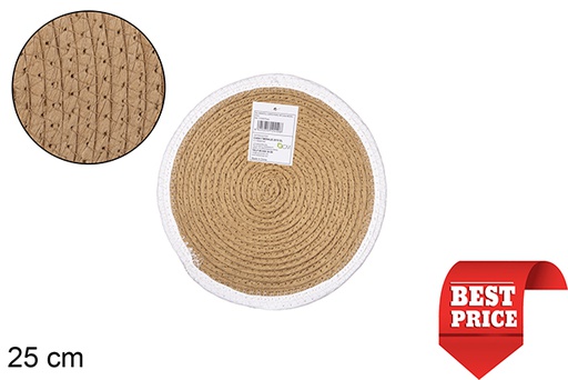 [114523] Salvamantel cuerda papel natural/blanco 25 cm