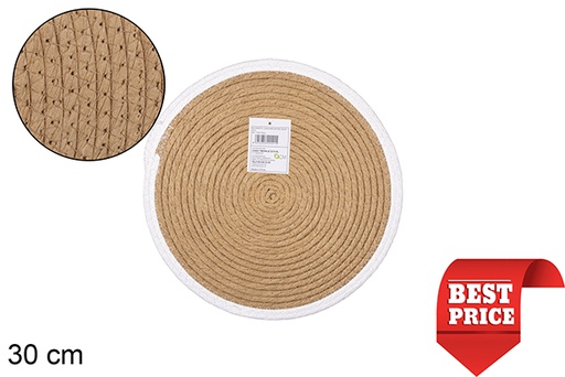 [114524] Salvamantel cuerda papel natural/blanco 30 cm