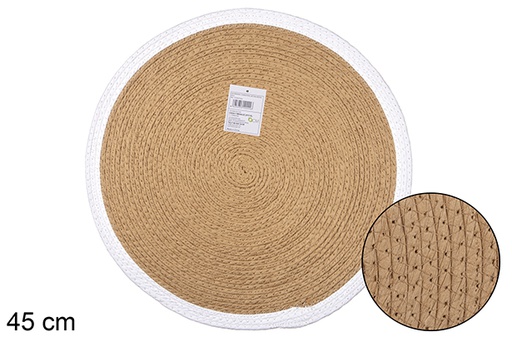 [114526] Dessous de plat en corde de papier naturel/blanc 45 cm