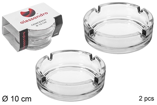 [114534] Pack 2 ceniceros cristal redondo 10 cm