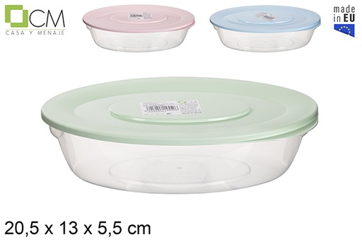 [114552] Fiambrera oval tapa colores pastel 20x13 cm