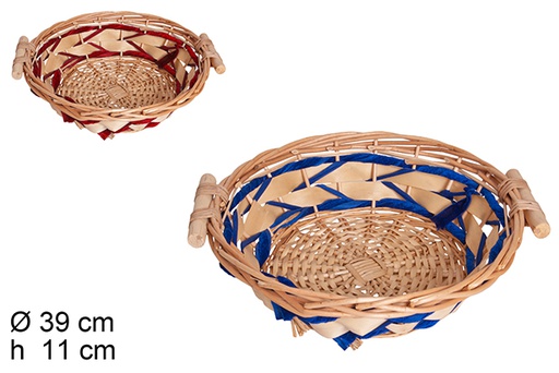 [114564] Panier rond osier de Noel couleurs assorties 39 cm  