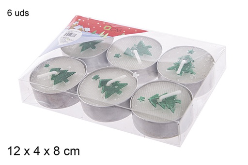 [114638] Pack 6 velas de chá decorado árvore de Natal 
