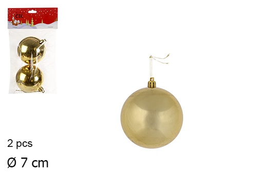[114641] Pack 2 bolas navidad oro brillo 7 cm