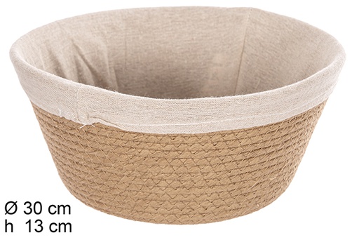 [114663] Cesta cuerda papel natural redonda con tela 30 cm