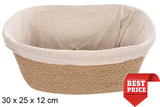 [114665] Cesta cuerda papel natural rectangular con tela 30x25 cm