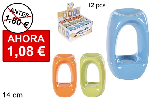 [114714] Brûleur haut carré en céramique couleurs assorties 14 cm