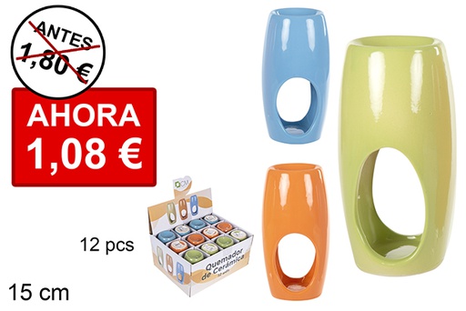 [114717] Tall round ceramic burner assorted colors 15 cm