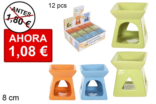 [114719] Quemador cerámica cuadrado colores surtidos 8 cm